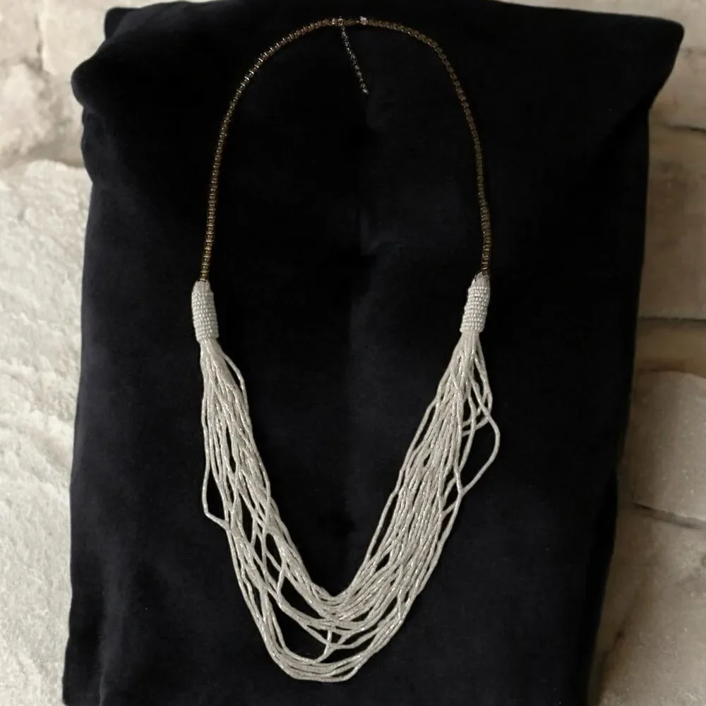 Vintage 70’s white beaded necklace multi strands